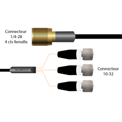 Câble Triaxial 4Pin Vers Microdot Cable Téflon Multiconducteurs AT-0501-XX