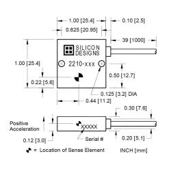Accéléromètre Capacitif Monoaxial Faible Coût Technologie MEMS 2210 SDI dimensions